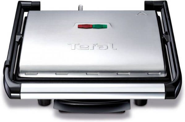Tefal Contactgrill GC241D Inicio Elektrische grill/sandwichtoaster, vetarm grillen, panini, toast, steak, groente, geribbelde grillplaten met antiaanbak coating, weinig olie