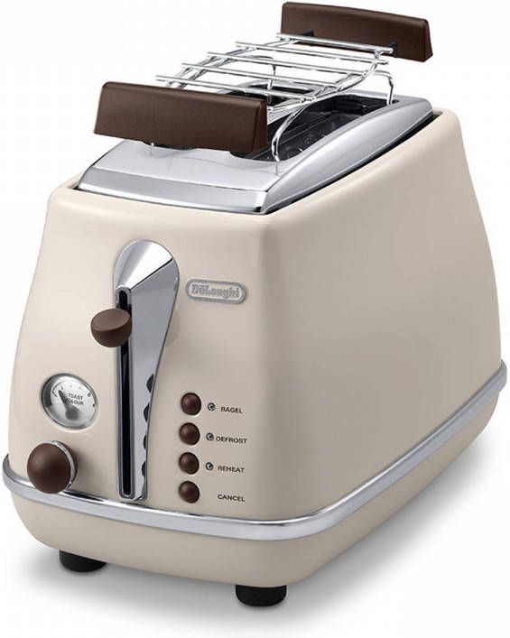 De'Longhi Toaster Incona Vintage CTOV 2103.BG in retro look, crèmekleurig