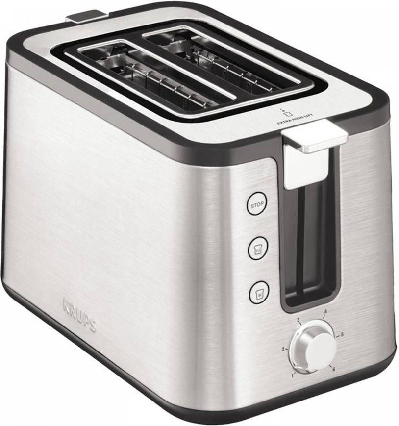 Krups Toaster KH442D Control Line 6 bruiningsgraden, ruimere functies(stop, knapperig maken, ontdooien ), liftfunctie, uitneembare kruimellade