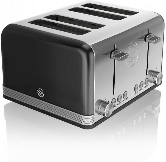 Swan 4 slot Retro Broodrooster 19020 Zwart
