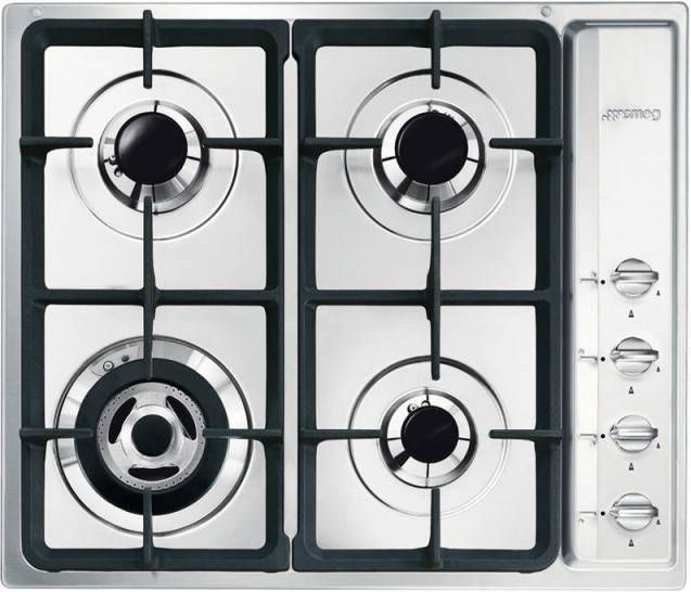 Smeg SR64SGHNLK inbouw gaskookplaat met gietijzeren pannendragers