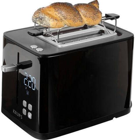 Krups Broodrooster met dubbele sleuf Smart'n Light KH6418, met geheugen voor bruiningsgraden en countdown-display Zwart