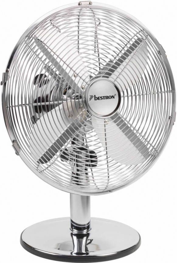 bestron Tafelventilator DFT35CH met draaifunctie in retrostijl, hoogte 43 cm, ø 35 cm, 35 w, chroom