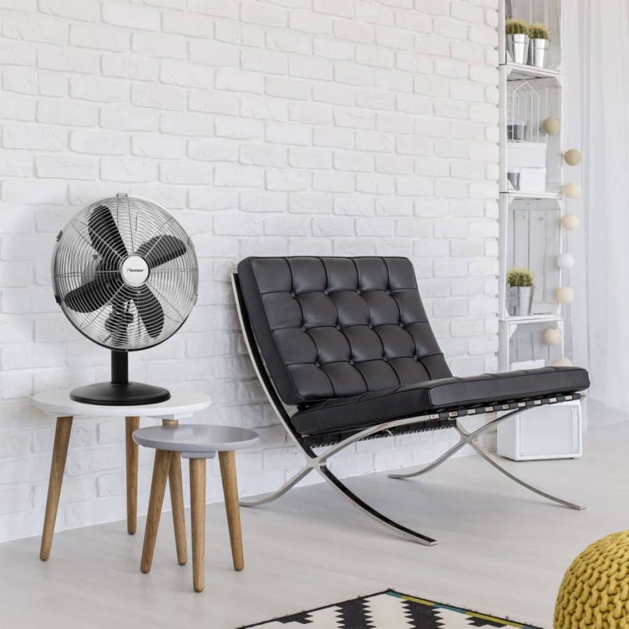 bestron Tafelventilator Summer Breeze met draaifunctie in retrostijl, hoogte 43 cm, ø 35 cm, 35 w, zwart