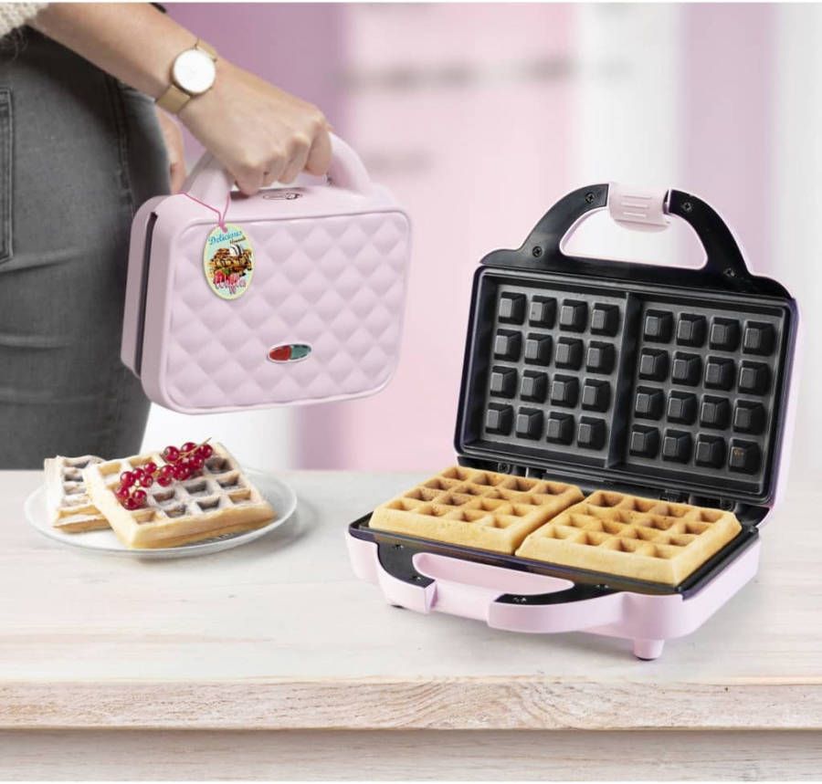 Bestron Wafelijzer AWB700P Luikse wafel 750 W roze