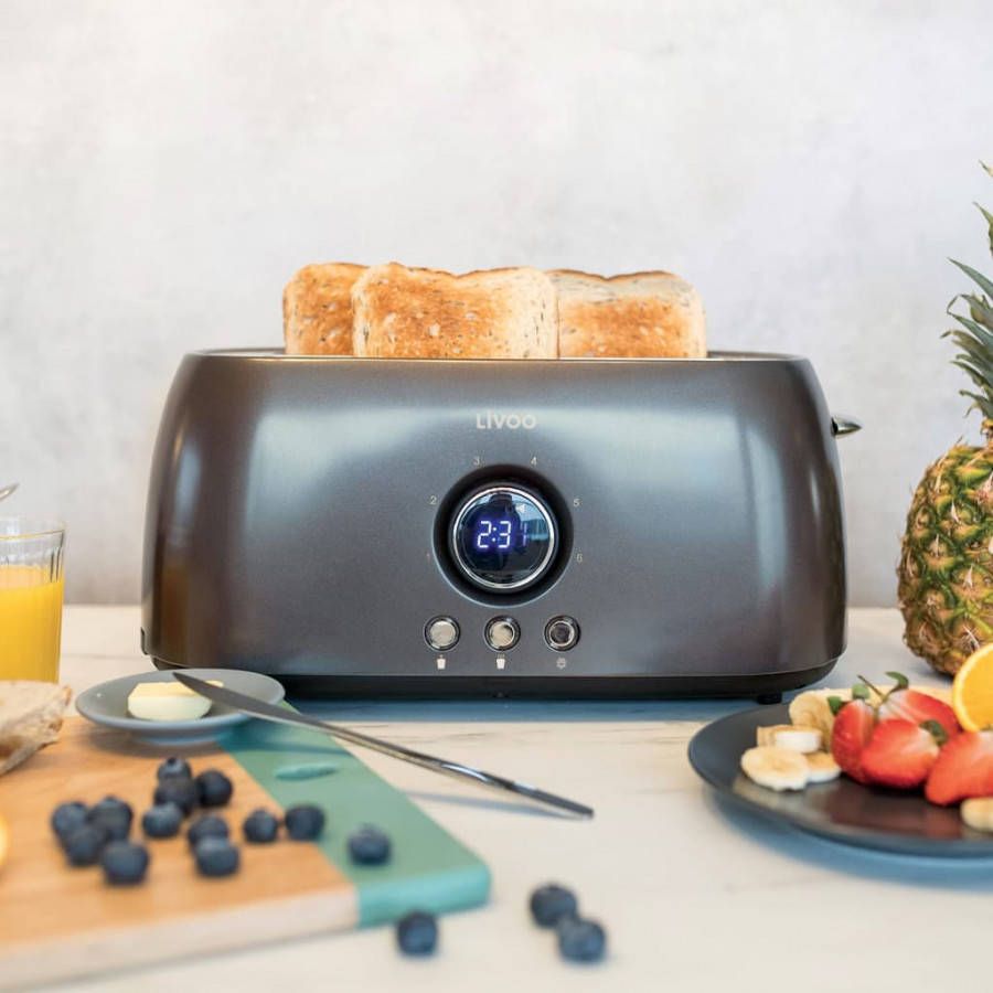 Livoo Broodrooster met digitaal scherm 1400 W grijs